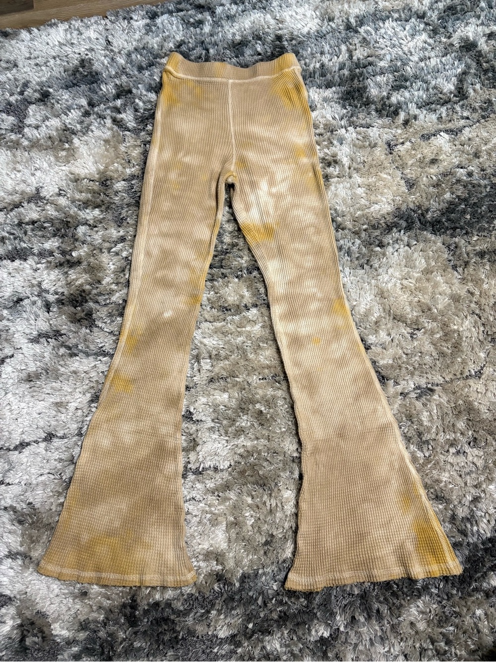Wild Fable Beige and Yellow waffle knit flare pants